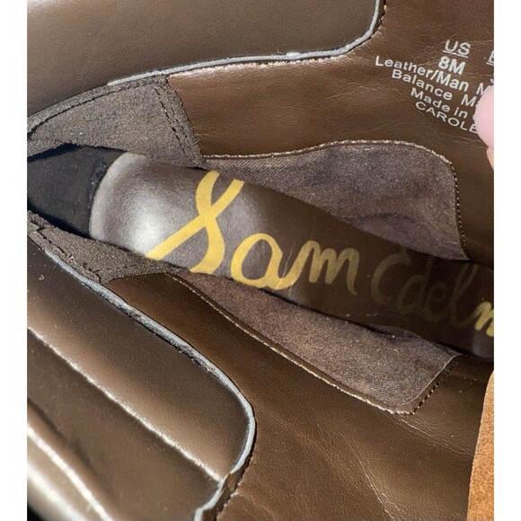 Sam Edelman Caroleena Lace Up Eyelets Block Heel Booties 8M Brown Suede Leather - Picture 9 of 9